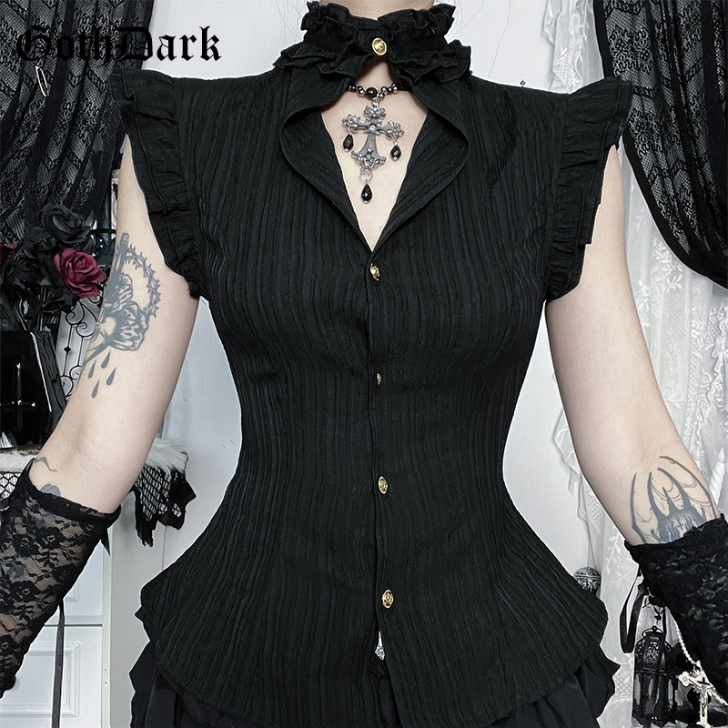 Women'S Fashion From The 90S - Goth Dark 90s Grunge Single Breasted