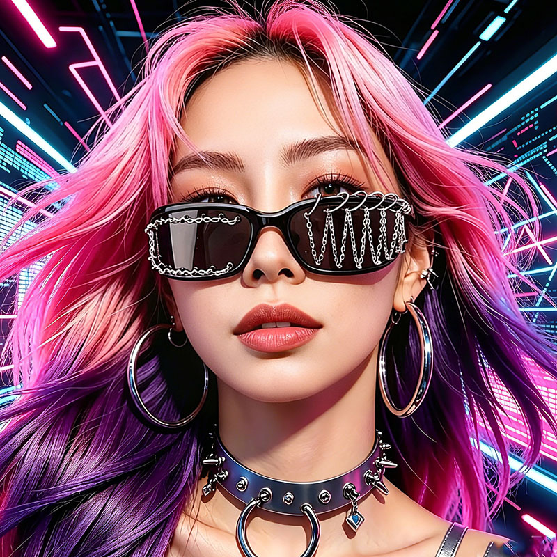 Women'S Fashion Eyewear - New Fashionable Handmade Punk Rivet Chain