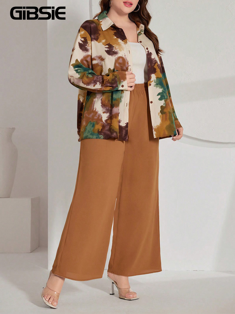 Tie Dye Two Piece - GIBSIE Plus Size Women Pant Sets