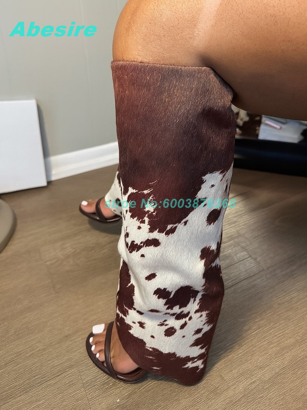 Cow Pattern Patchwork Suede Sa - Women'S Fashion Boots 评论和价格
