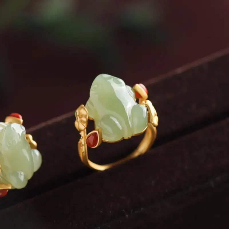 Green Jade Frog Rings Charms N - Women Fashion Jewellery 评论和价格
