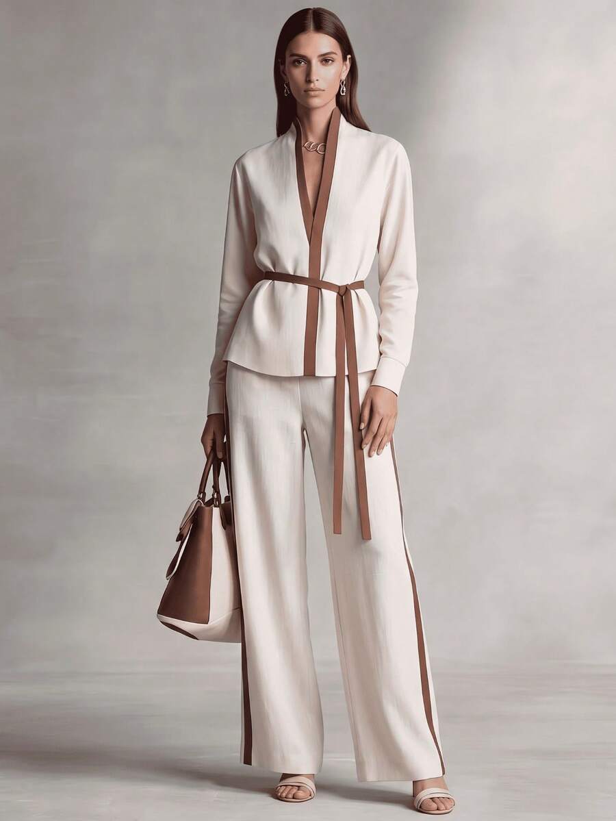 XTOCEAN Women's Elegant V-Neck - Wide Leg Palazzo Pants 评论和价格