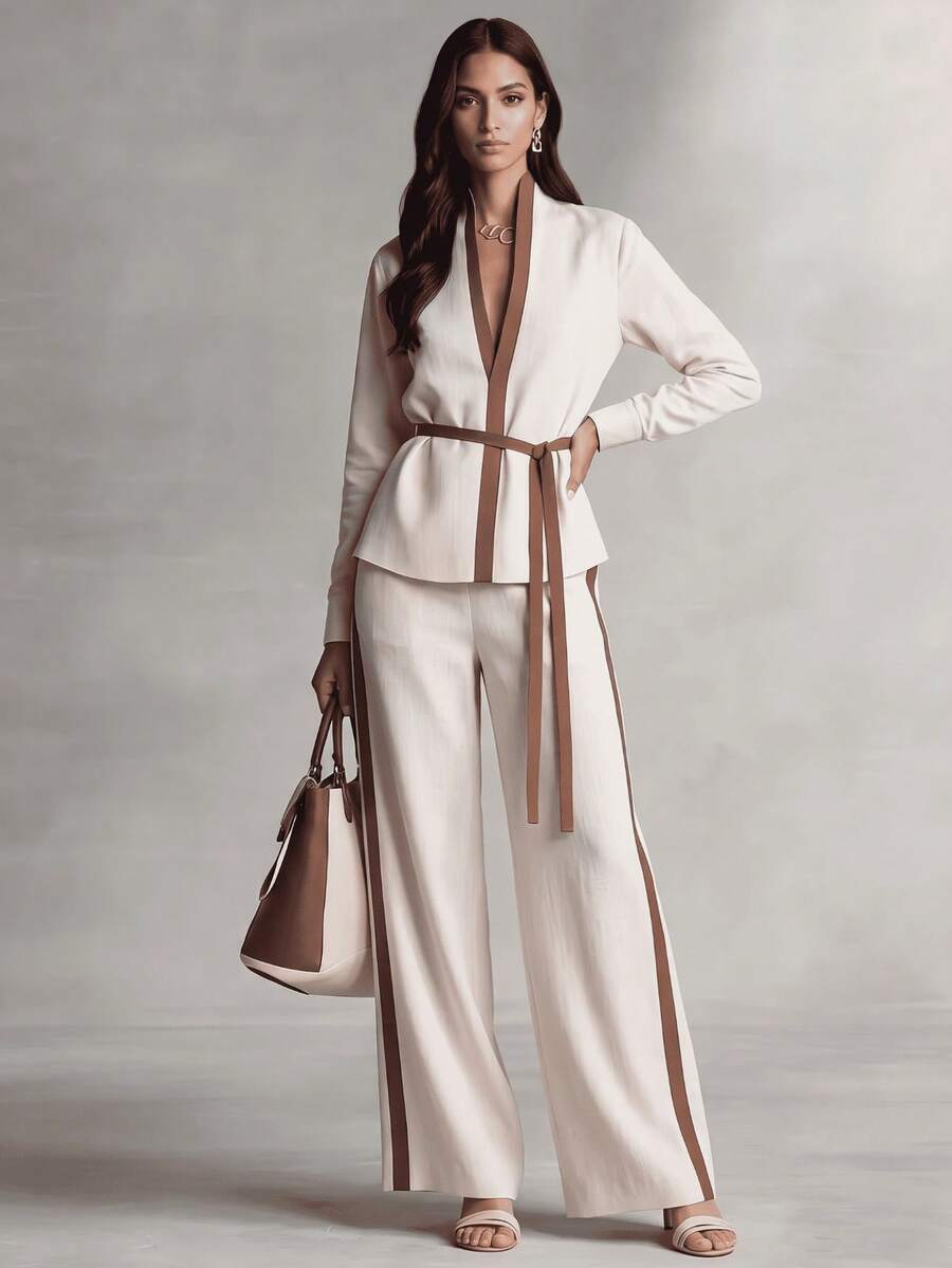 XTOCEAN Women's Elegant V-Neck - Wide Leg Palazzo Pants 评论和价格