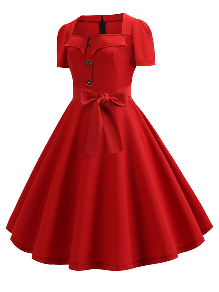 Women Summer Dress Elegant Ret - Women'S Fashion Of The 50S 评论和价格