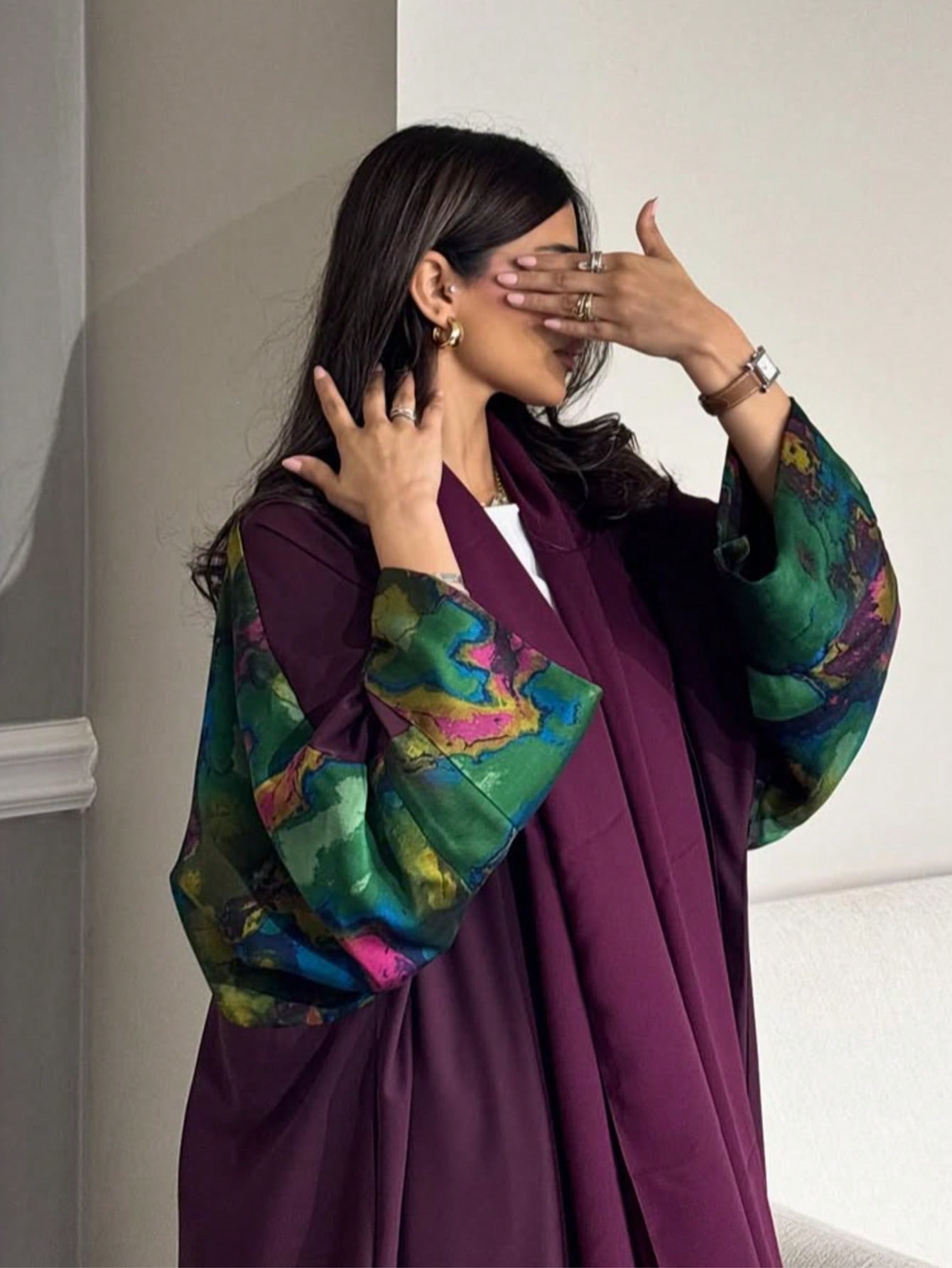 Women Loose Abaya + Hajib Two  - Tie Dye Two Piece 评论和价格