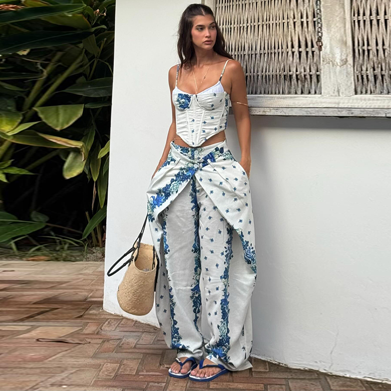 Sexy Printed Vest Trouser Wome - Wide Leg Palazzo Pants 评论和价格