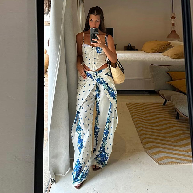Sexy Printed Vest Trouser Wome - Wide Leg Palazzo Pants 评论和价格