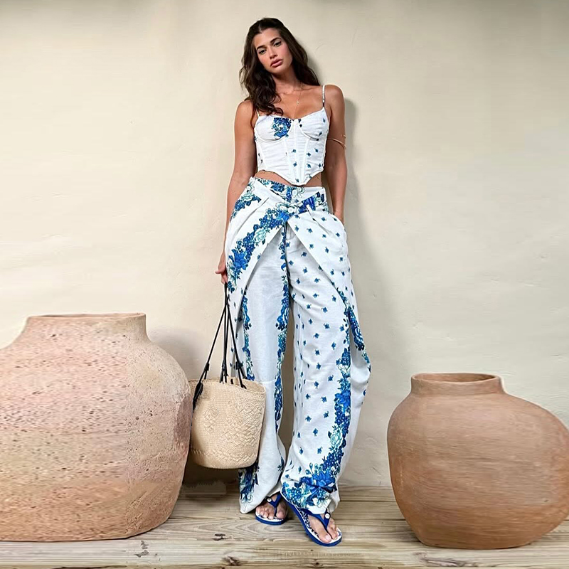 Sexy Printed Vest Trouser Wome - Wide Leg Palazzo Pants 评论和价格