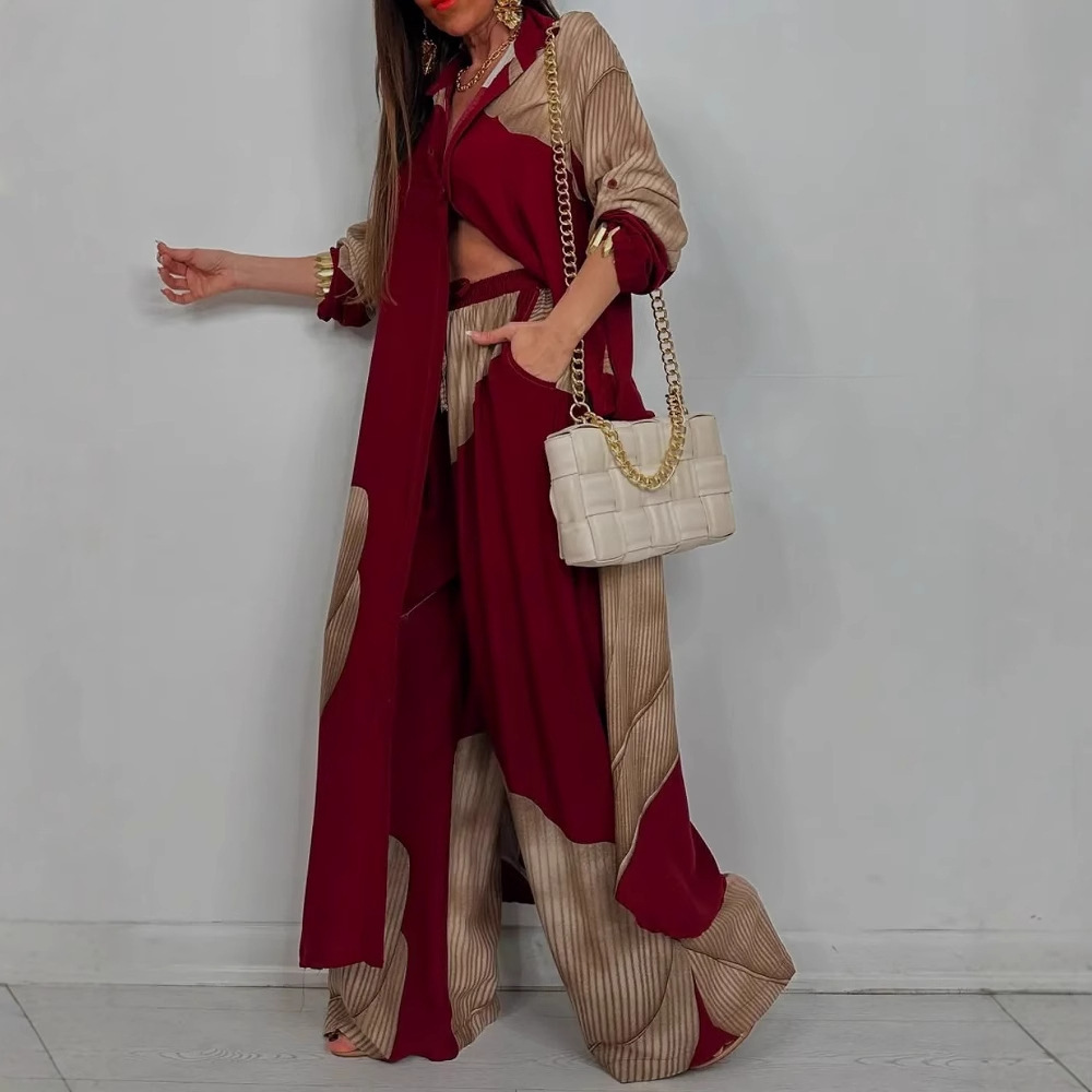 Elegant Lady Set Printed Long  - Wide Leg Palazzo Pants 评论和价格
