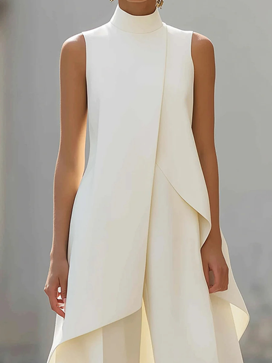 Women Stand Neck Sleeveless La - Wide Leg Palazzo Pants 评论和价格