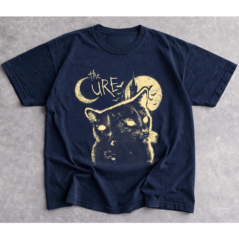 The Cure Band Cat Pattern T-sh - Women'S Fashion From The 90S 评论和价格