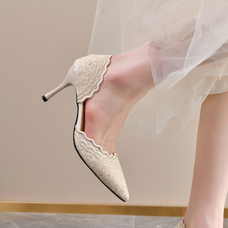 Lace Pointed Toe High Heels Wo - Women Fashion Heels 评论和价格