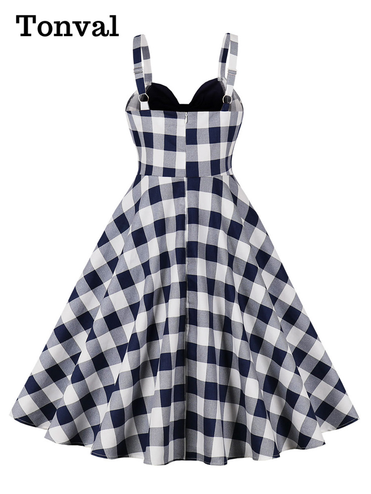 Tonval V-Neck Bow Front Gingha - Women'S Fashion Of The 50S 评论和价格