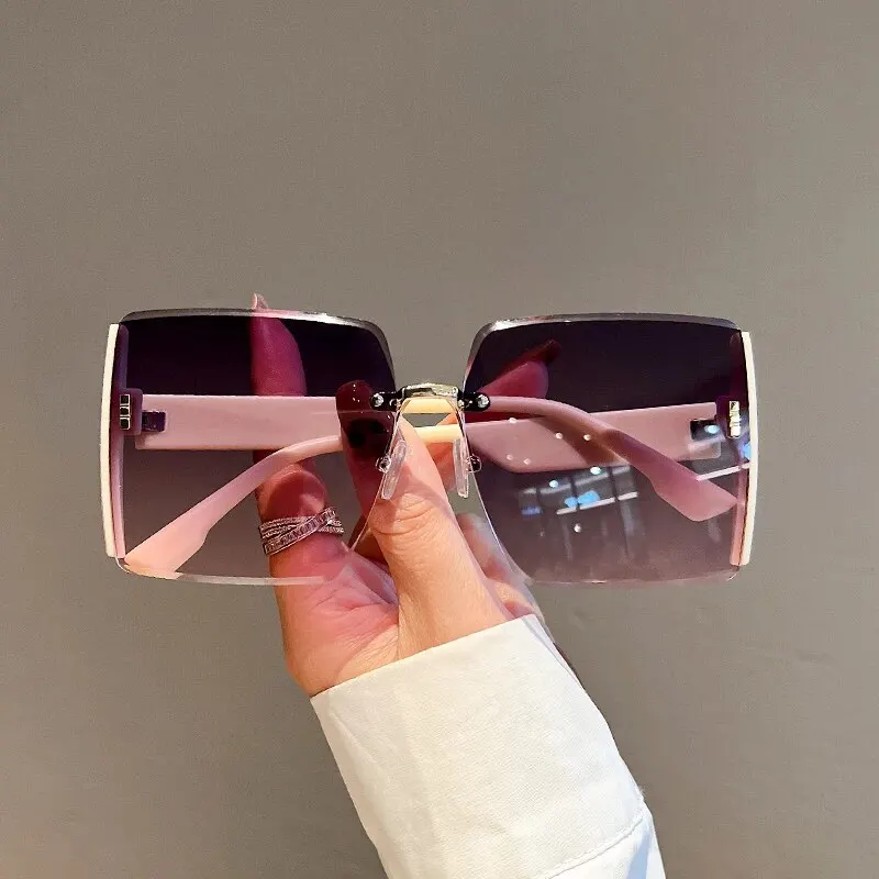 New Square Frameless Retro Sun - Women'S Fashion Eyewear 评论和价格