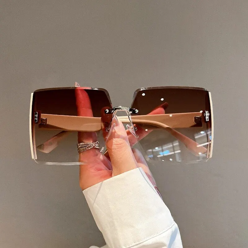 New Square Frameless Retro Sun - Women'S Fashion Eyewear 评论和价格