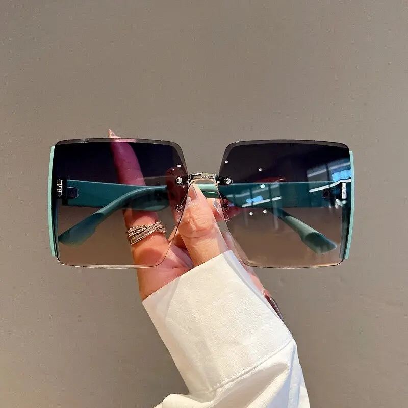 New Square Frameless Retro Sun - Women'S Fashion Eyewear 评论和价格