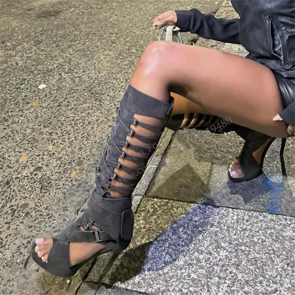 Gladiator Hollow Belt Buckle K - Women'S Fashion Boots 评论和价格