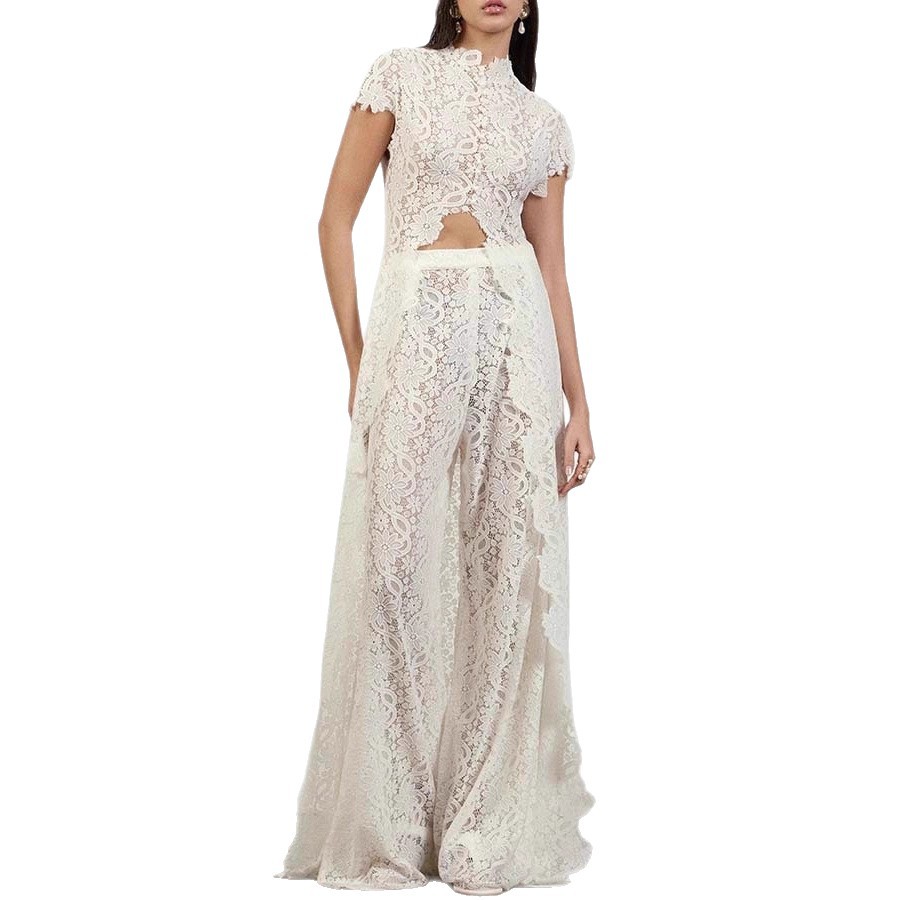 Women Lace 2 Piece Pants Set,  - Wide Leg Palazzo Pants 评论和价格