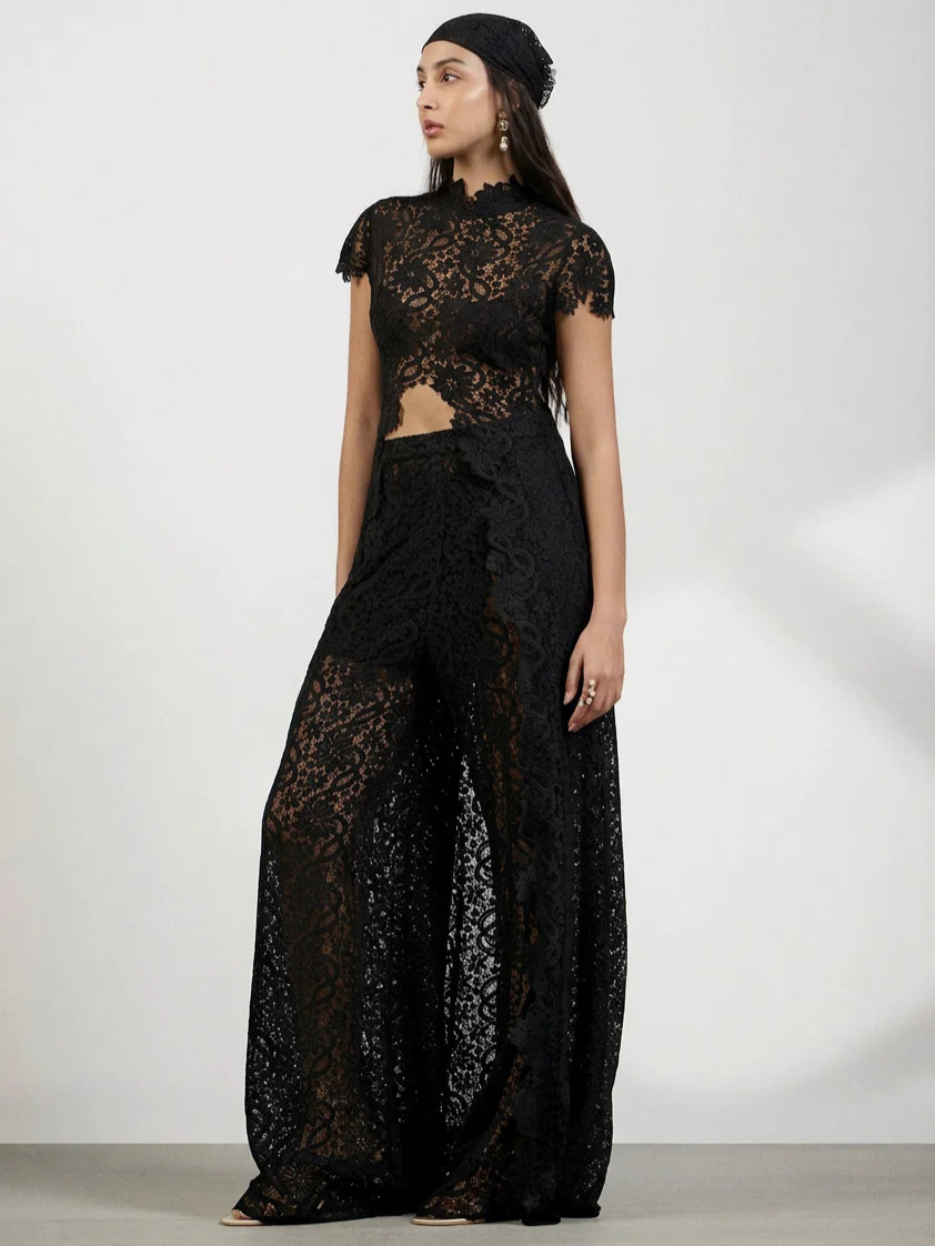 Women Lace 2 Piece Pants Set,  - Wide Leg Palazzo Pants 评论和价格