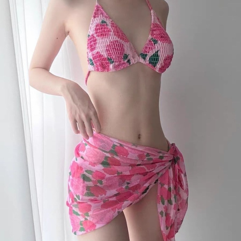 New Fashion Ribbed Floral Biki - Women'S Fashion Middle Ages 评论和价格