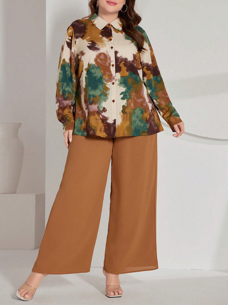 GIBSIE Plus Size Women Pant Se - Tie Dye Two Piece 评论和价格