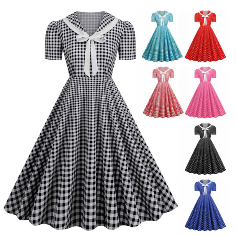 Polka Dot Printed Vintage Larg - Women'S Fashion Of The 50S 评论和价格