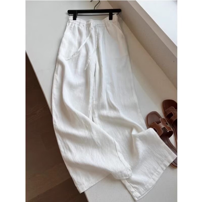 Korean White Cotton Linen Wide - Wide Leg Palazzo Pants 评论和价格