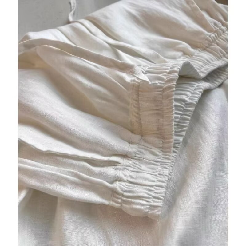 Korean White Cotton Linen Wide - Wide Leg Palazzo Pants 评论和价格