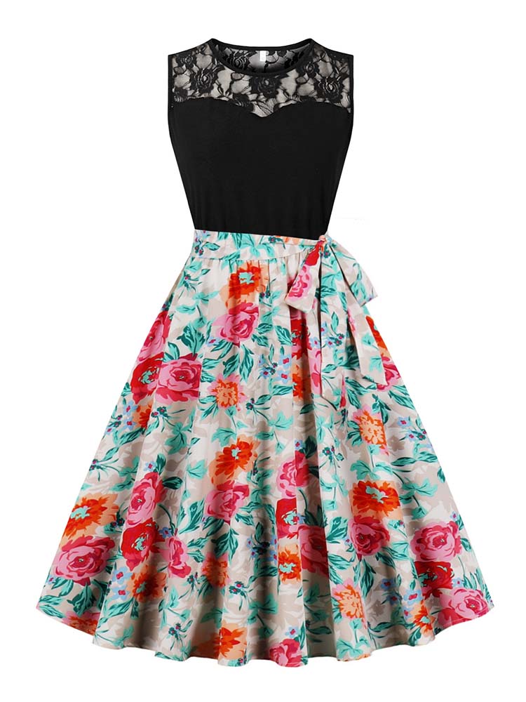 Elegant High Waist Sleeveless  - Women'S Fashion Of The 50S 评论和价格