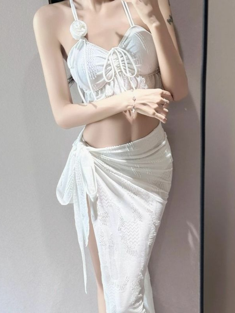 Ladies Floral Two Piece Swimsu - Women'S Fashion Middle Ages 评论和价格