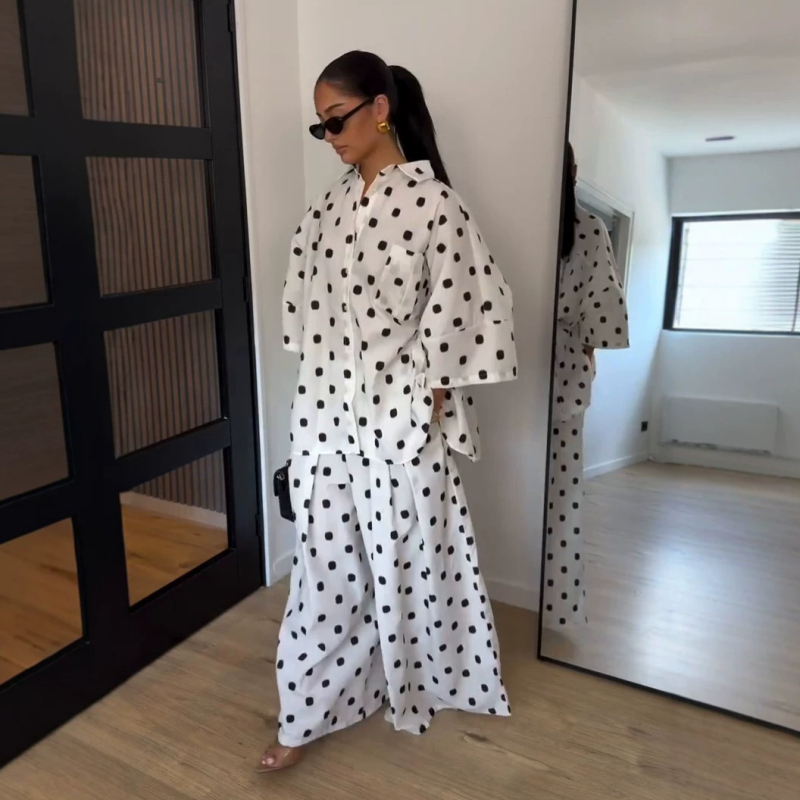 2026 Autumn Fashion Polka Dot  - Wide Leg Palazzo Pants 评论和价格