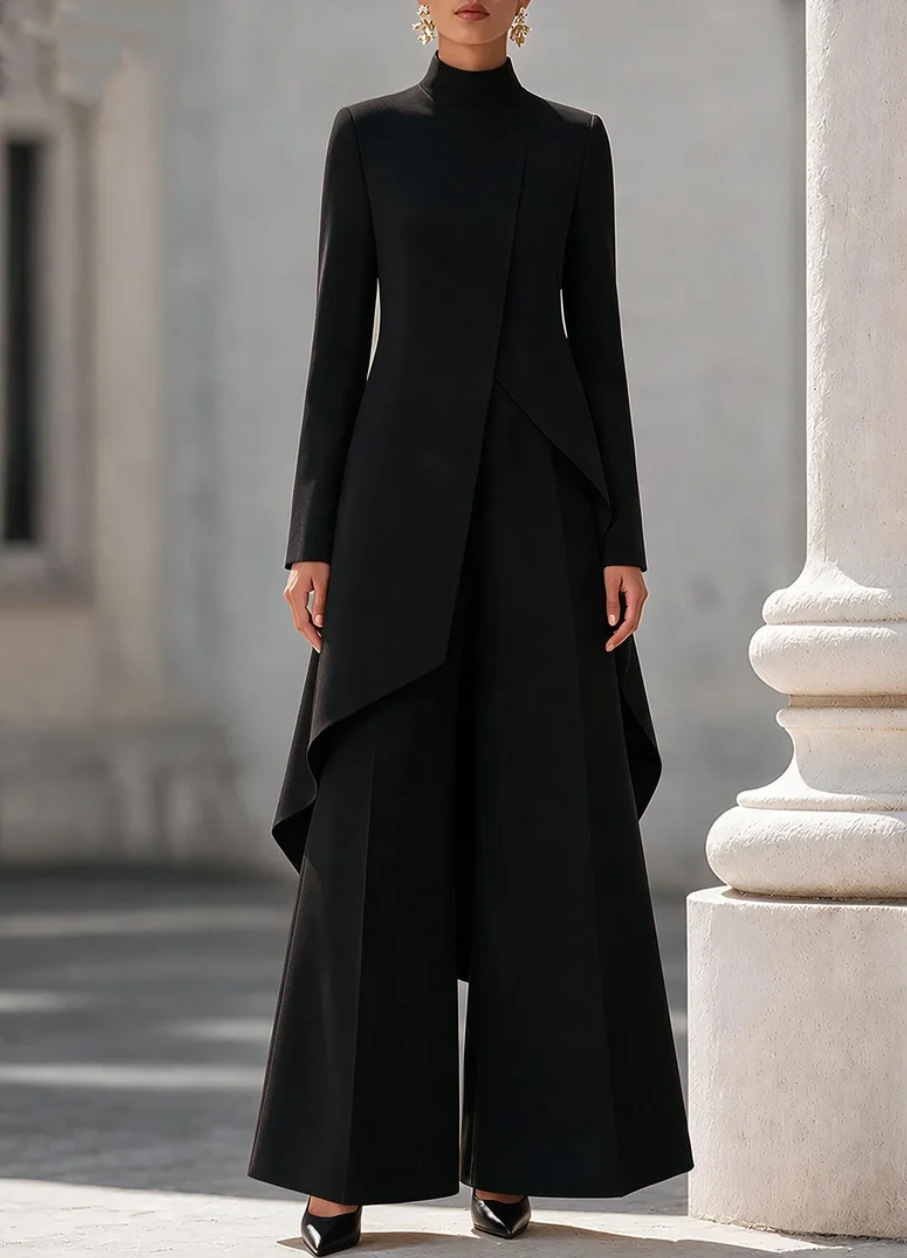 Women Two Piece Outfit Mock Ne - Wide Leg Palazzo Pants 评论和价格