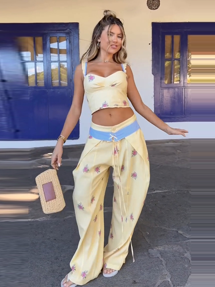 Sexy Print Vest Pants Women Se - Wide Leg Palazzo Pants 评论和价格
