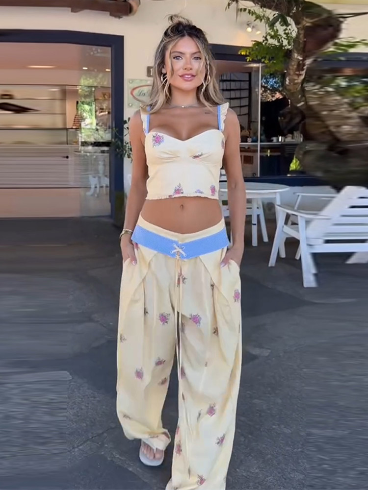 Sexy Print Vest Pants Women Se - Wide Leg Palazzo Pants 评论和价格