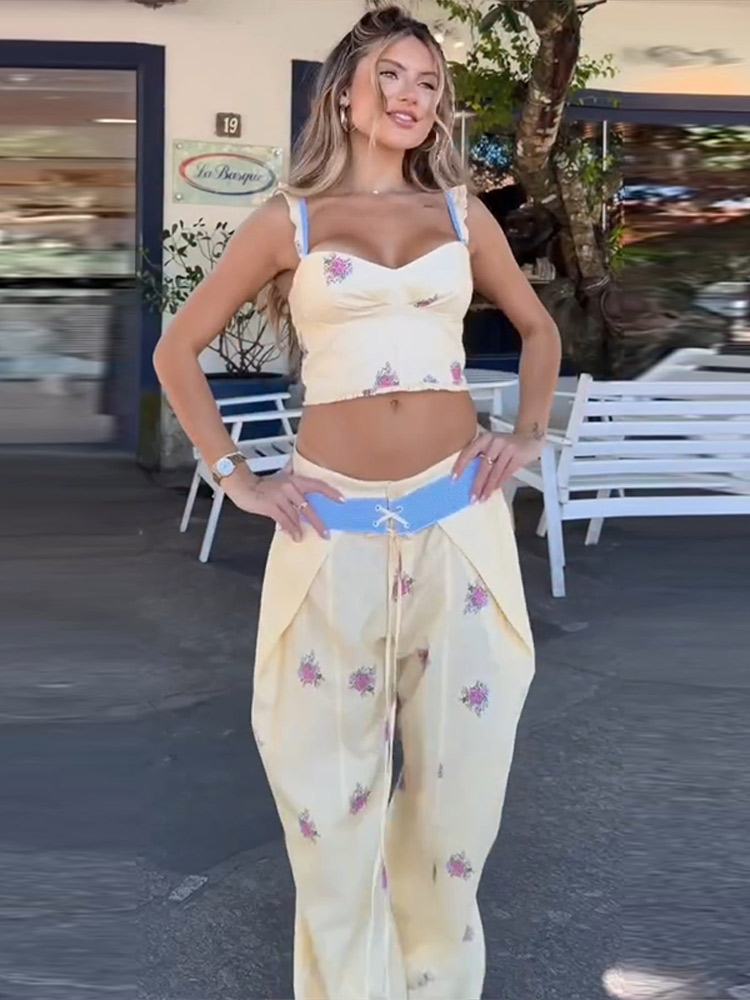 Sexy Print Vest Pants Women Se - Wide Leg Palazzo Pants 评论和价格
