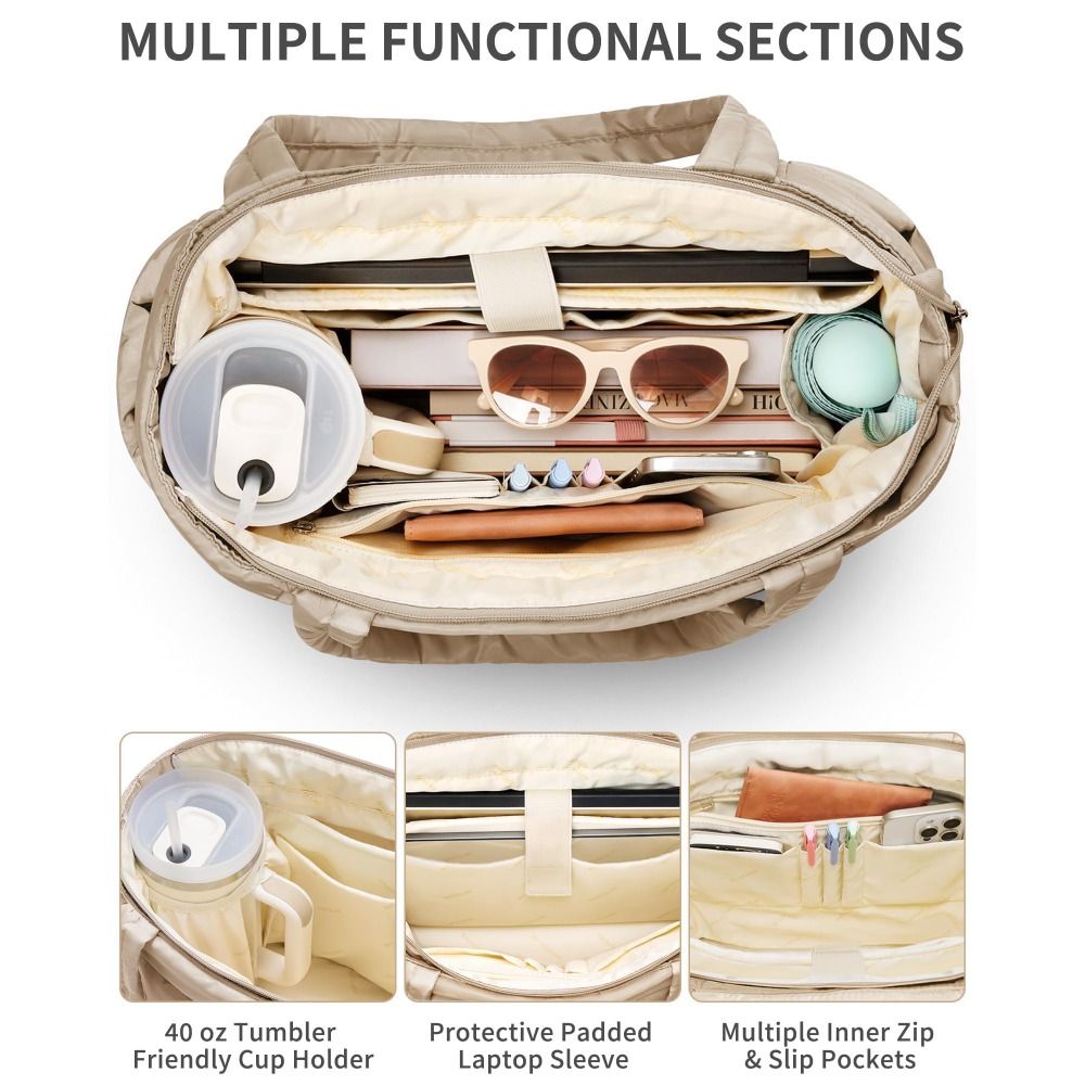 Large Capacity Puffer Tote Bag - Coin Purse Women 评论和价格