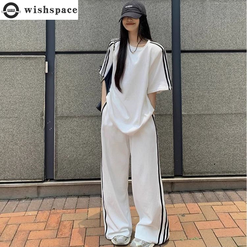 Spring/Summer Loose Casual Set - Wide Leg Palazzo Pants 评论和价格