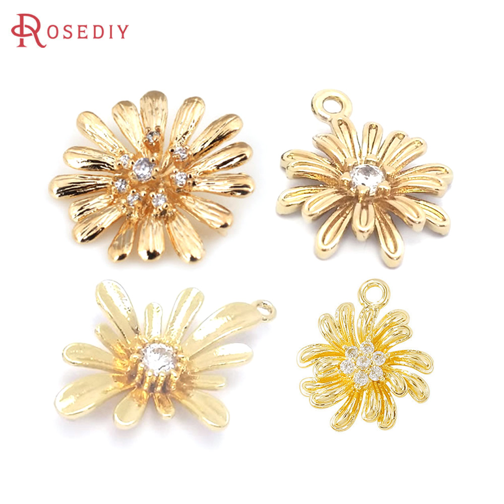 18K Gold Color Brass Sunflower - Women Fashion Jewellery 评论和价格