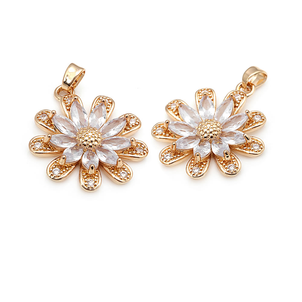 18K Gold Color Brass Sunflower - Women Fashion Jewellery 评论和价格