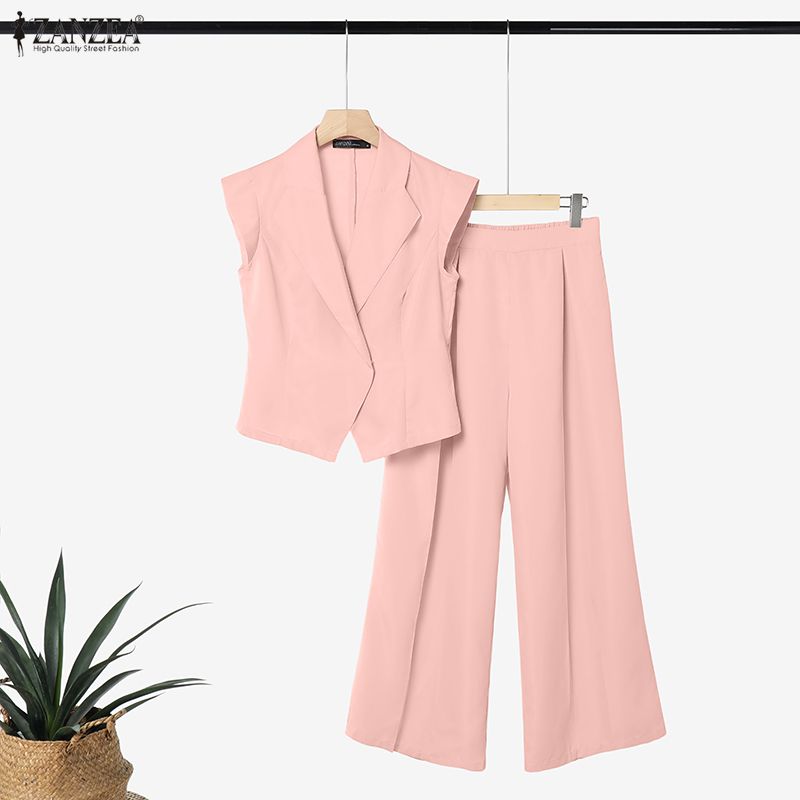 ZANZEA Summer Pleated Outfits  - Wide Leg Palazzo Pants 评论和价格